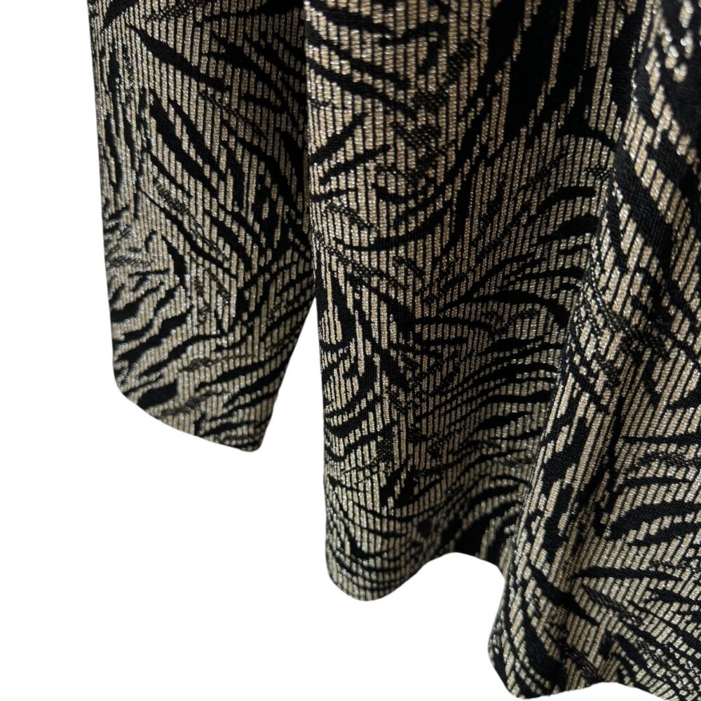 Chico's Travelers Sz 2/US Lg Long Sleeve Zip Up Cardigan Leaf Metallic Pockets - Picture 9 of 16